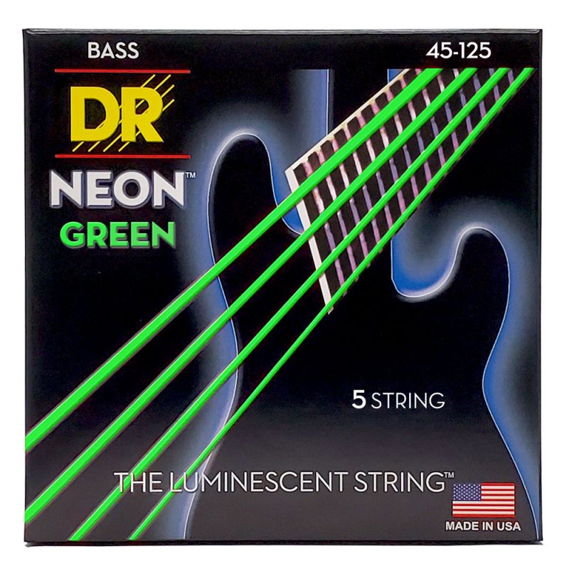 Набір струн DR Strings NEON Green Bass - Medium - 5 String (45-125)